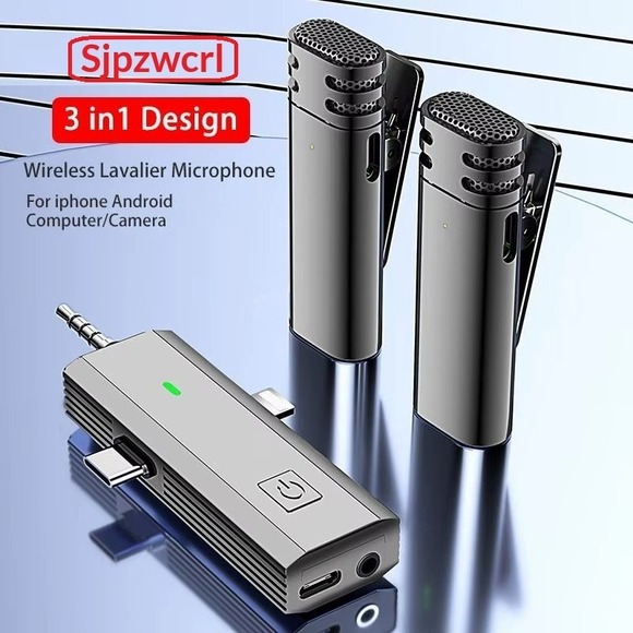 Sjpzwcrl Wireless Lavalier Microphone 3 in 1 Professional Noise Reduction - Picture 2 of 7